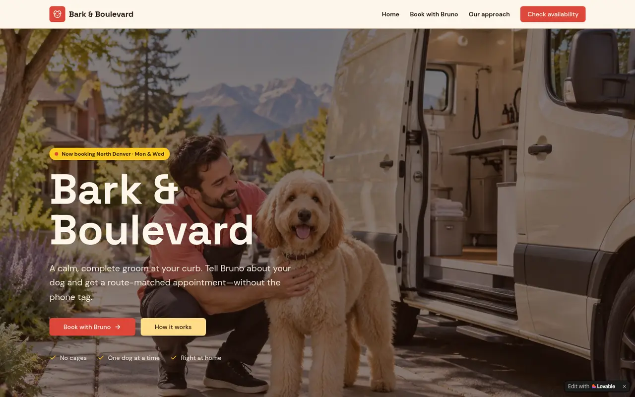 Bark & Boulevard homepage